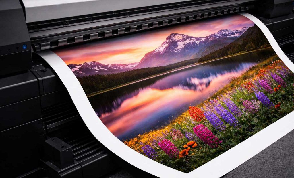 Large printer producing vibrant landscape print