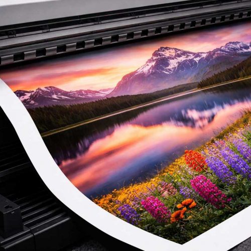 Large printer producing vibrant landscape print